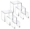 （6pack） Acrylic Display Riser Stand Set - Clear Stackable Showcase Shelves for Desserts, Jewelry, Toys & More - Multiple Sizes, Protective Film, Easy Clean Tiered Display for Kitchen