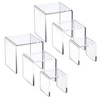 （6pack） Acrylic Display Riser Stand Set - Clear Stackable Showcase Shelves for Desserts, Jewelry, Toys & More - Multiple Sizes, Protective Film, Easy Clean Tiered Display for Kitchen