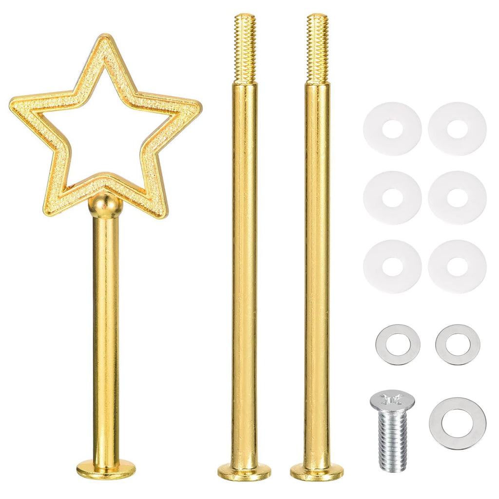 3 Tier Cake Tray Stands Zinc Alloy Cake Stands Fitting Holder Rod Stand Handle Cupcake Stand Hardware Handles DIY Making (Golden Star) Golden Star