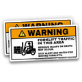 Forklift Traffic Warning Labels 5"x10" (Pack of 2) – ANSI Z535 Safety Decals, Heavy Duty Premium Vinyl, UV Laminated, Aggressive Adhesive, Warehouse & Industrial Forklift Hazard Signs - 5x10 2pc