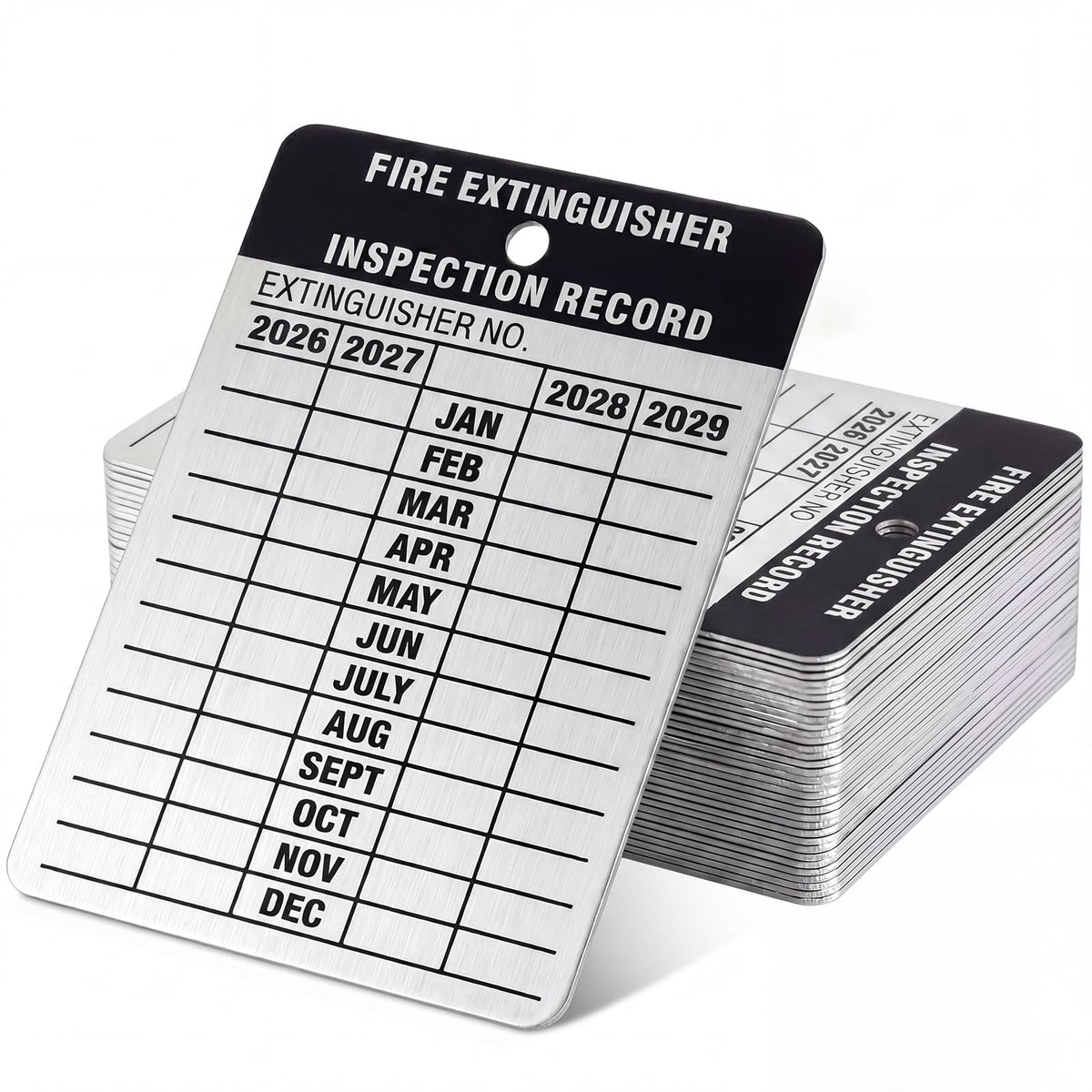 100 Pack Aluminum Fire Extinguisher Tags Monthly Inspection, 2027-2030 100