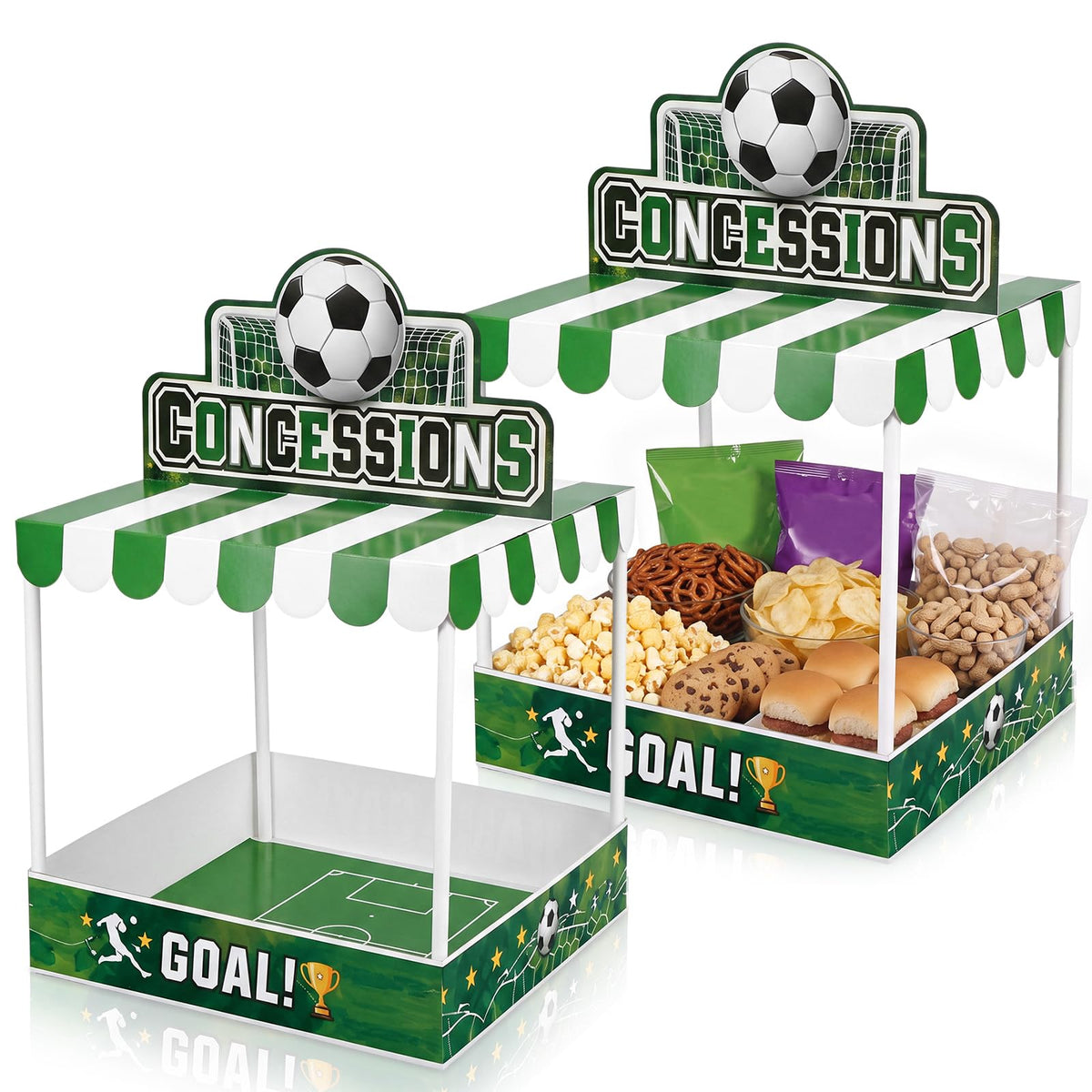 Willinglong 2 Set Soccer Party Decor Concession Treat Stand 20.5" x 12"