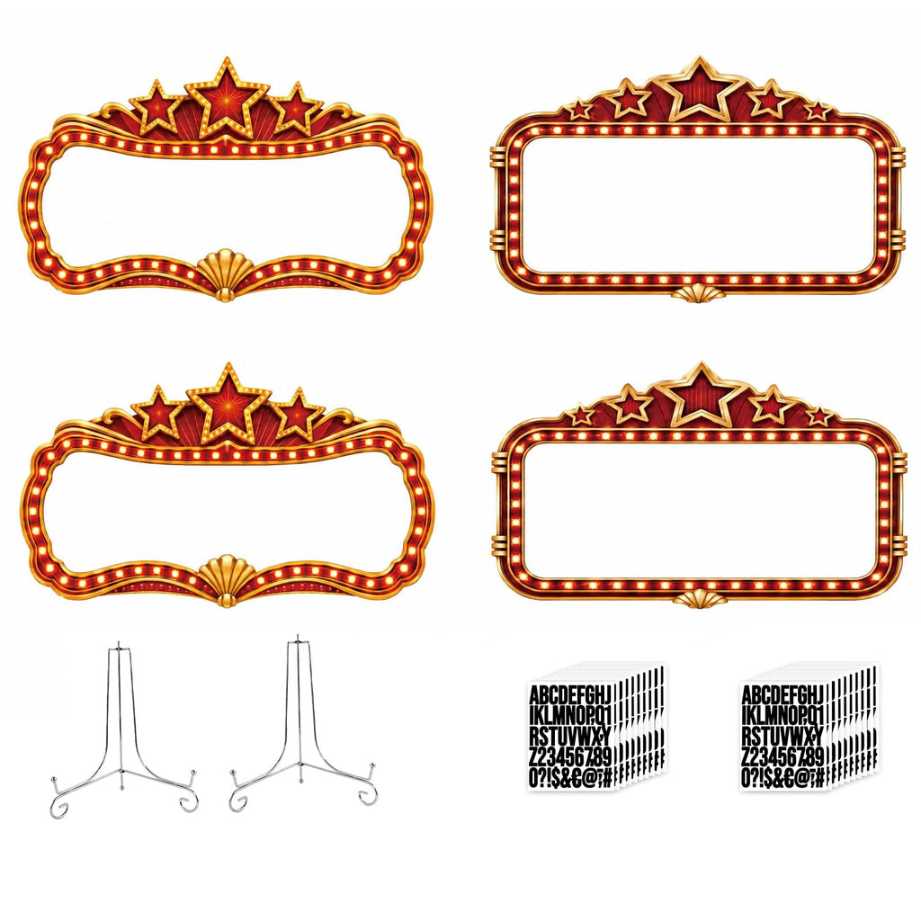 4 Pack Bottle Service Sign Set, Wedding Signs for Reception Red & Gold