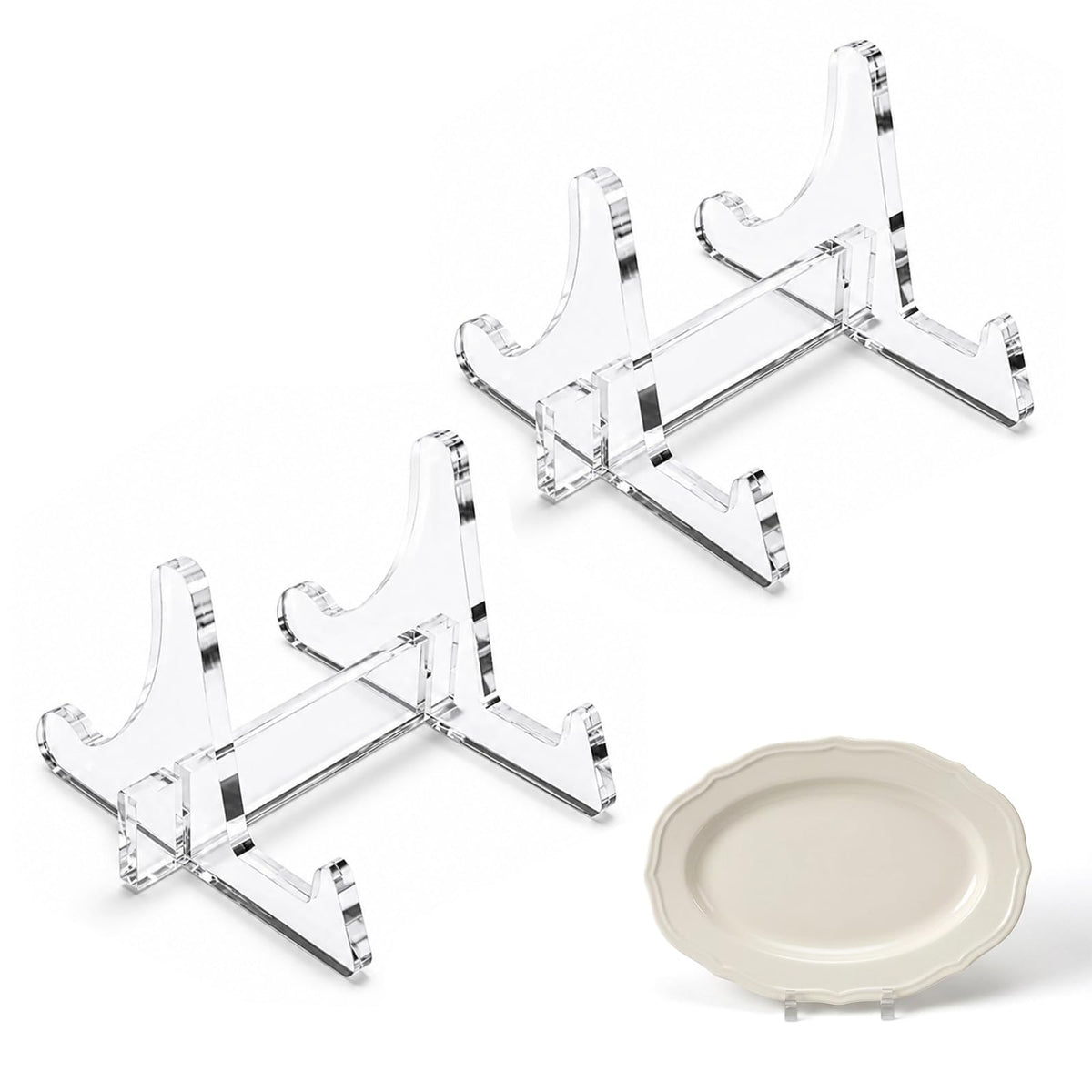 2-Pack Clear Acrylic small plate stands for display 2.36 Inch