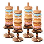 4 Pcs Wooden Donut Stand for Dessert Table Farmhouse Donut Stand