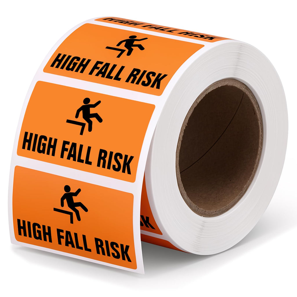 Marspark Roll of 500 High Fall Risk Stickers for Medical Charts, 2" x 1"