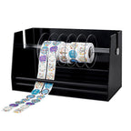 PH PandaHall Adjustable Label Dispenser Acrylic Sticker Roll Dispenser Black Label Roll Holder Organizer 1.81x5.51x6.65in for School Supplies School Home Office Desktop Craft Paper Labels