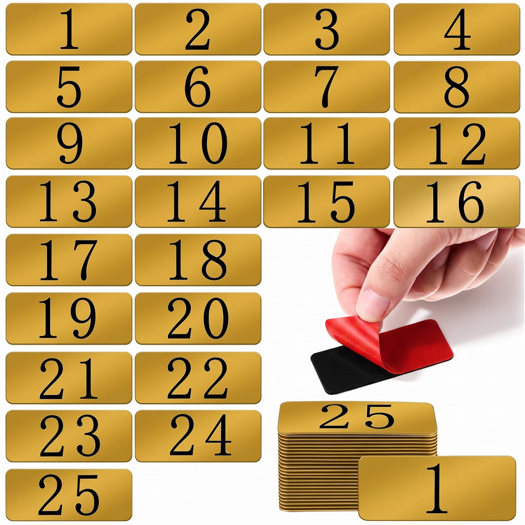 Yaocom 25 Pcs Brass Numbered Tags Metal Locker Number 1-25, 2.4x1 Inch