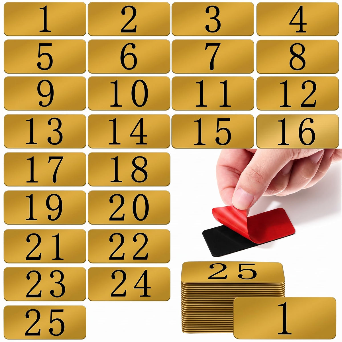 Yaocom 25 Pcs Brass Numbered Tags Metal Locker Number 1-25, 2.4x1 Inch