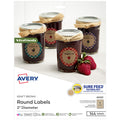 Avery Round Labels, 2" Diameter, Kraft Brown, Sure Feed Technology, Print-to-The-Edge Capability, Laser/Inkjet Compatible, 144 Printable Labels Total (40105) 144 labels