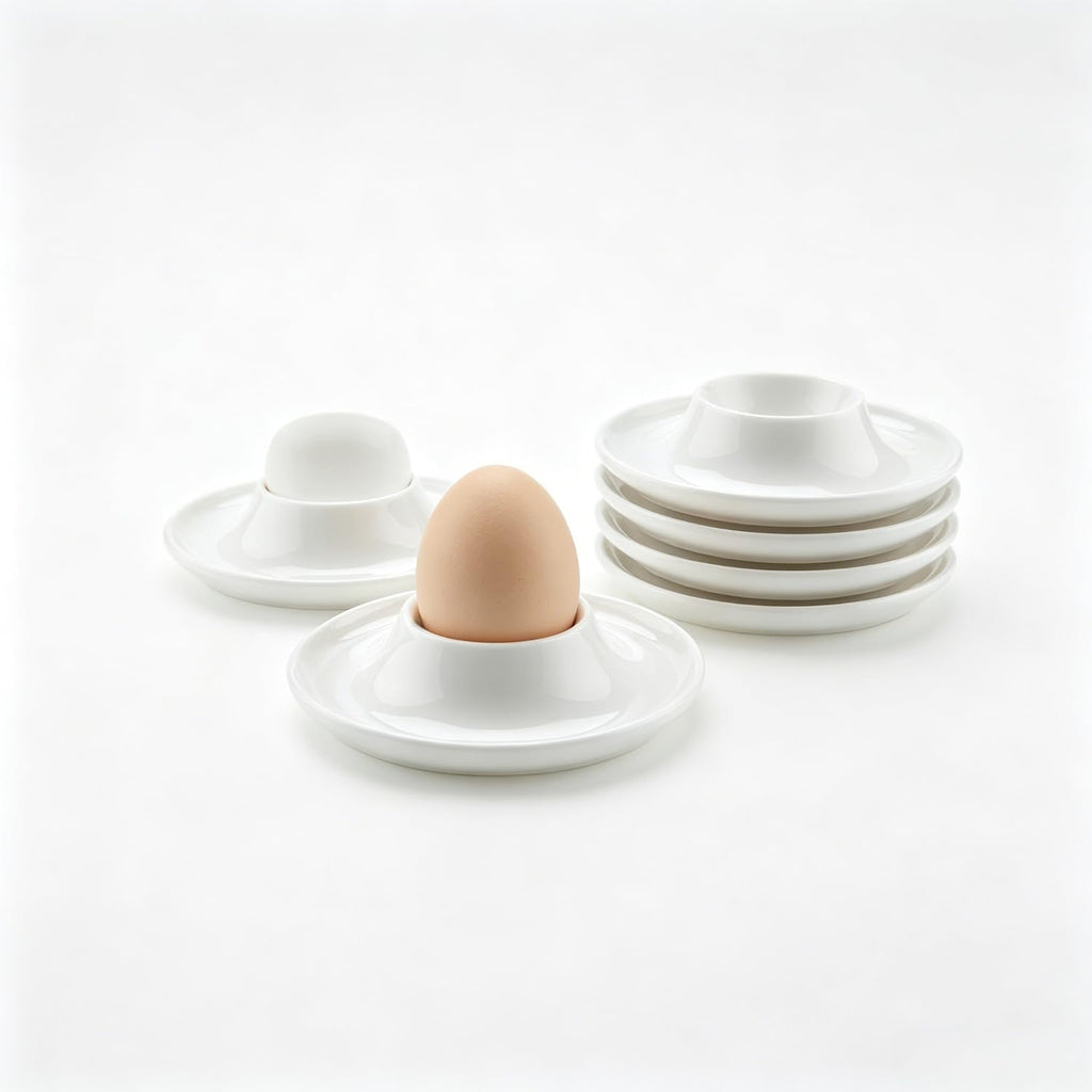 6 Pack White Round Egg Display Stand, Reusable Easter Table Centerpiece Holder, Decorative Tray for Home Party Decor