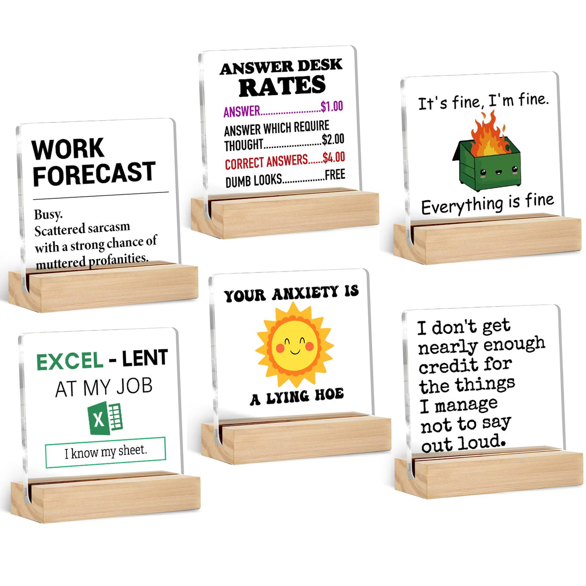 Funny Office Cubicle Desk Decor Bulk, 6 Pack Coworker Gifts