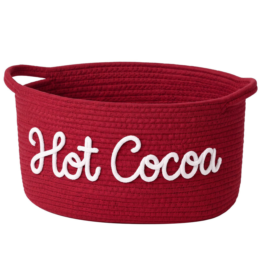 Meanplan Hot Cocoa Gifts Basket Empty Wiith Handles, Red