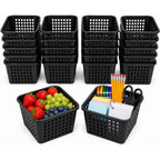20 Pack Black Small Plastic Berry Baskets for Classroom and Produce