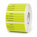 1000 PCS Specimen Collection Label 2"x1" Self-Adhesive Vinyl Yellow
