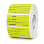1000 PCS Specimen Collection Label 2"x1" Self-Adhesive Vinyl Yellow
