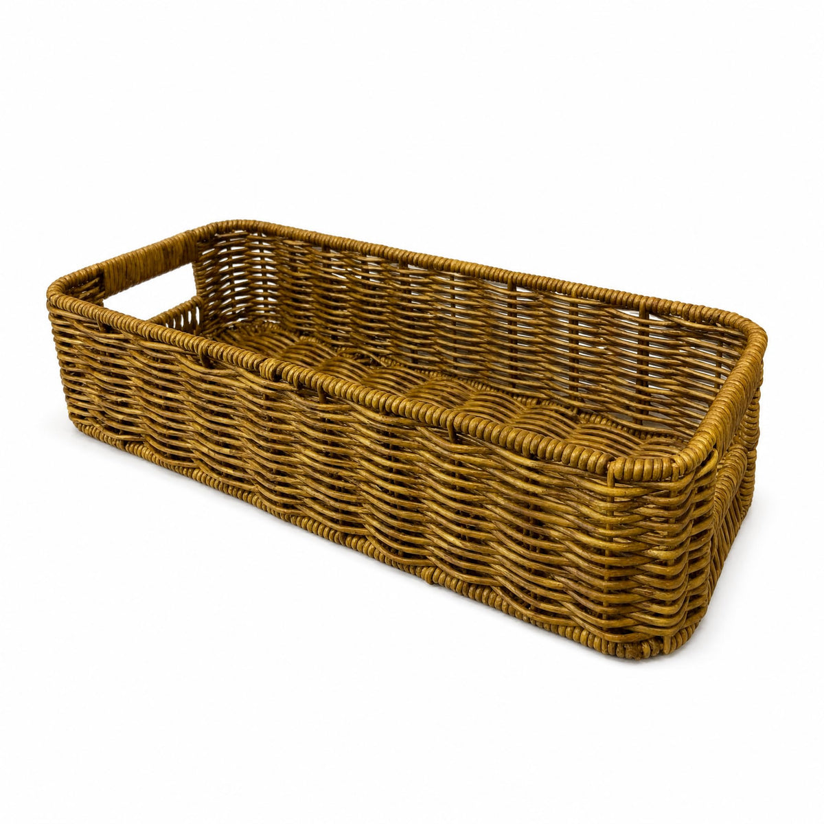 Rectangular Handwoven PVP Rattan Storage Basket with Handles