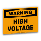 WARNING - HIGH VOLTAGE Safety Labels, 5-Pack, OSHA Style Electrical Hazard Stickers, Bright Orange & Black High Visibility Warning Decals, Waterproof UV Laminated Industrial Safety Signs, 5" x 7"