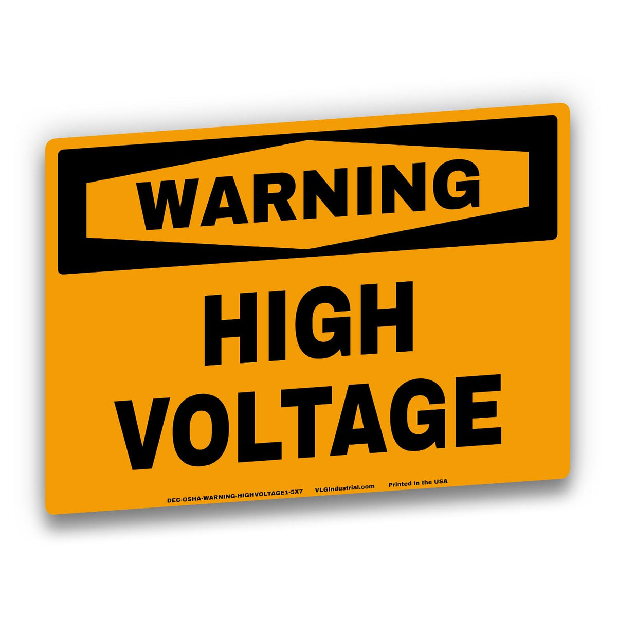 WARNING - HIGH VOLTAGE Safety Labels, 5-Pack, OSHA Style Electrical Hazard Stickers, Bright Orange & Black High Visibility Warning Decals, Waterproof UV Laminated Industrial Safety Signs, 5" x 7"