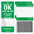 Scaffold Inspection Tags 25 Pack, OSHA Green Safety Tags with Cable Ties