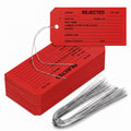 200 Pack Red Rejected Tags with Wire Product Inspection Tags