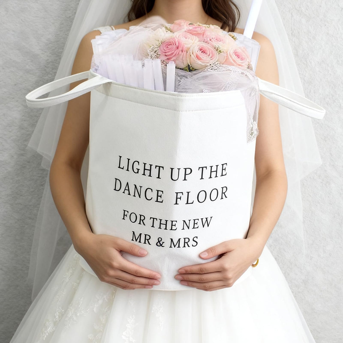 Wedding Baskets with Handles 16" Large White Felt Storage Basket