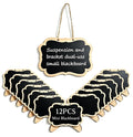 12 Pack Mini Chalkboard Signs with Stand, Wooden Hanging Blackboard Labels, Small Chalkboard Food Labels for Party Buffet, Wedding Table Numbers, Place Cards, Dessert Display, Message Board.