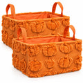 2 Pack Pumpkin Storage Baskets, 14x10'' Fall with Handles Orange-Pumpkin