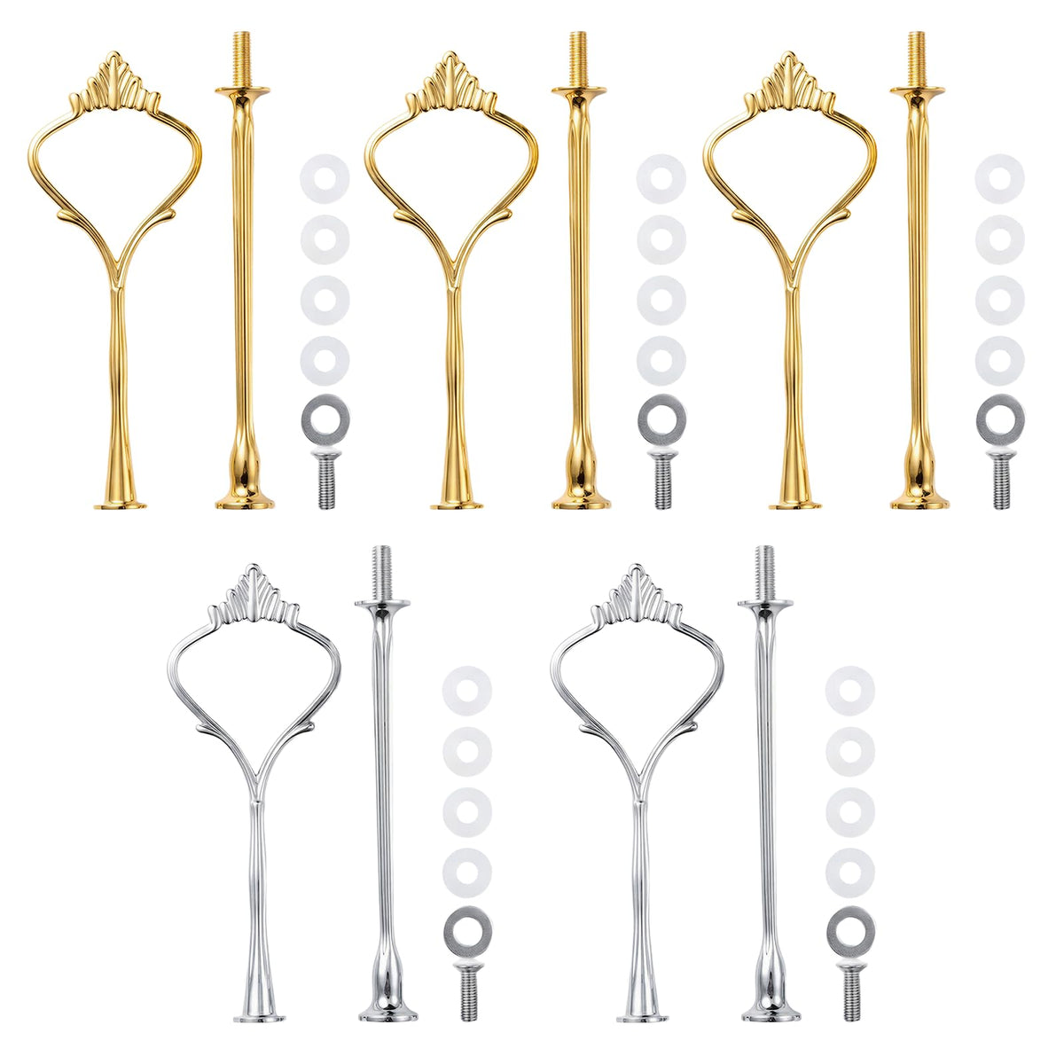 Tiered Tray Hardware Kit,5 Sets Cake Tier Stacking Kit for DIY Food Stand Glod,Silver