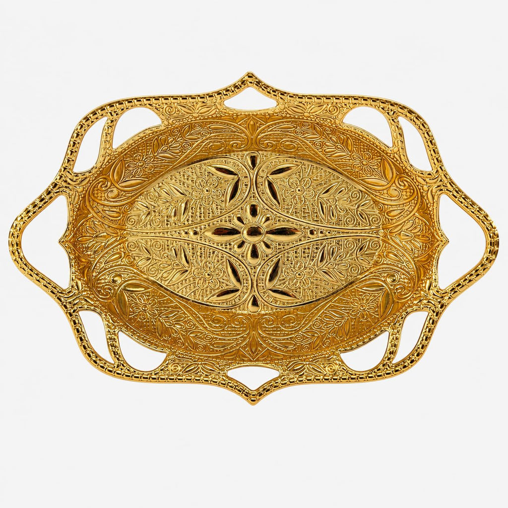 Alisveristime Arabic Serving Bowl, Metal Indian Candy Tray (Gold) Gold