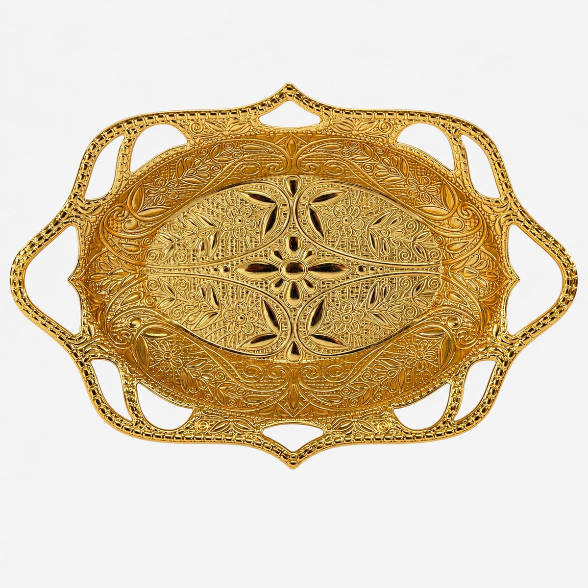 Alisveristime Arabic Serving Bowl, Metal Indian Candy Tray (Gold) Gold