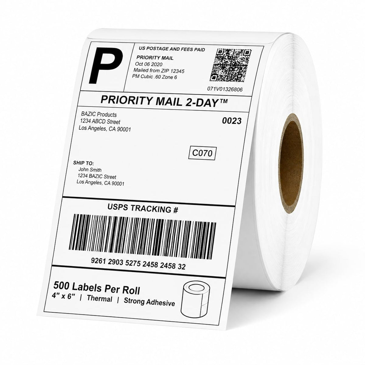 500 Pcs 4"x6" Direct Thermal Shipping Labels, 1 Roll