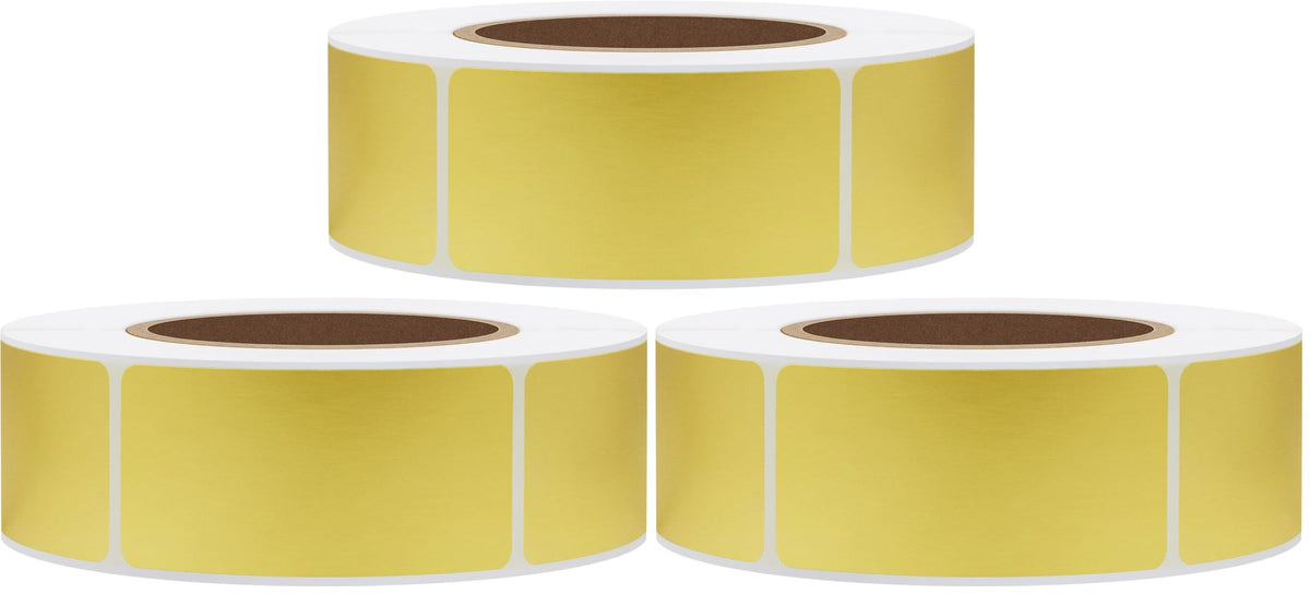 Hybsk 1x2 Inch Gold Color-Coding Labels Rectangle Inventory Organizer Identification Sticker 500 Labels Per Roll (1"x2", Gold) (Pack of 3) 1"x2" (Pack of 3)