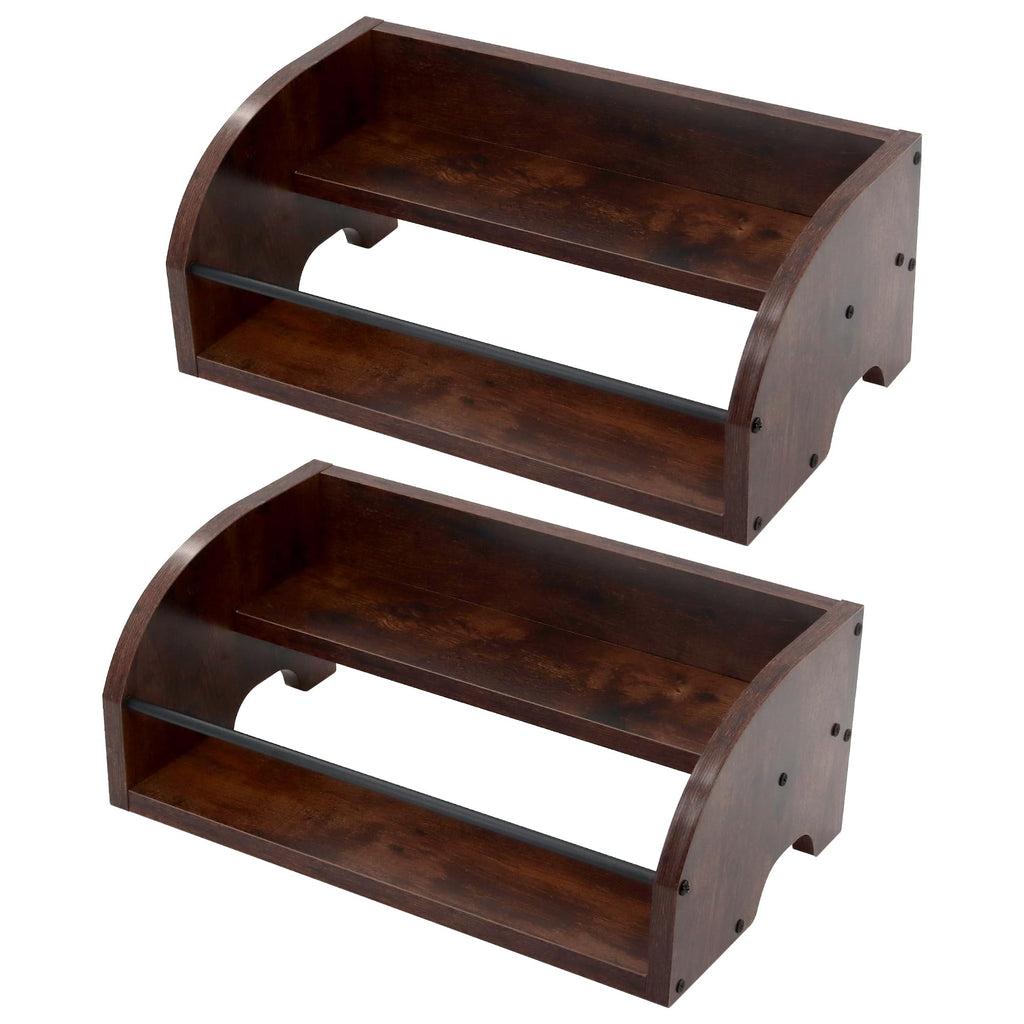 HOZEON 2PCS Wooden Liquor Bottle Display Shelf, 2 Tier Countertop Wine Rack