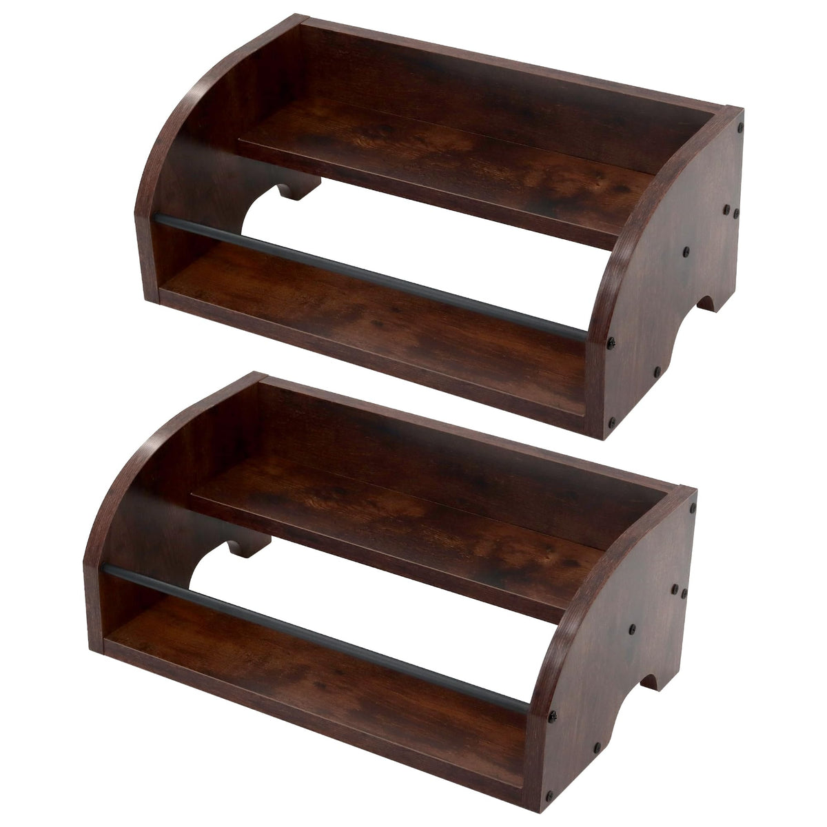 HOZEON 2PCS Wooden Liquor Bottle Display Shelf, 2 Tier Countertop Wine Rack