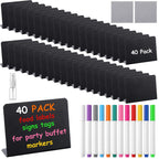 40 Pcs Food Labels for Party Buffet - 4x3 Inch Mini Chalkboard Signs