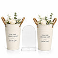2 Pack Wedding Display Buckets, Galvanized Metal, 9.8 Inch