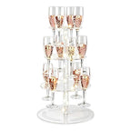 WADORN 3-Tier Clear Acrylic Champagne Tower, Champagne Display Rack Stand with 12 Slots Round Cocktail Stemware Tree Stand Holders for Wedding Celebration Bar Party Cocktails Margarita Cups Display