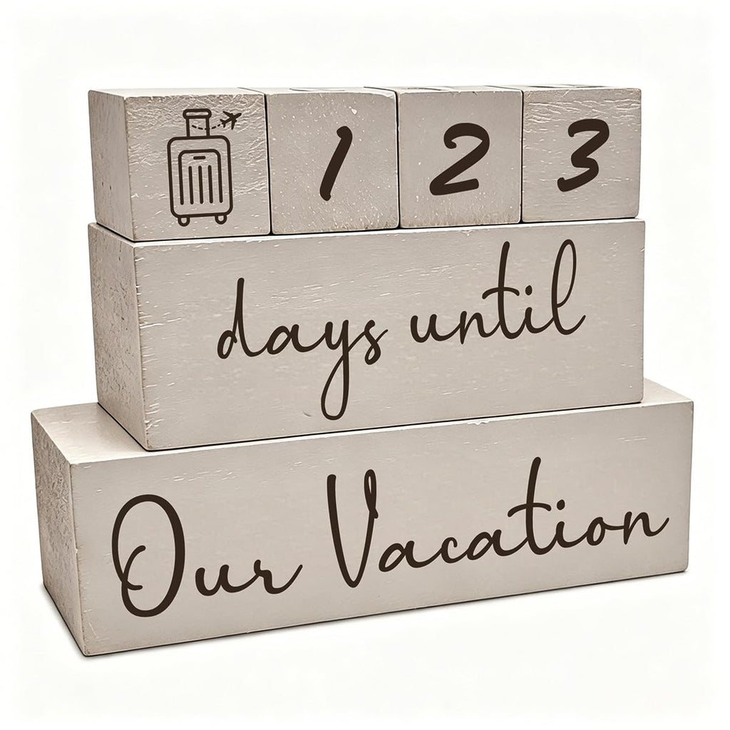 6 Pcs Our Vocation Wooden Countdown Calendar Blocks Desk Decor