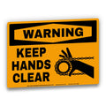 WARNING Keep Hands Clear Safety Labels 5-Pack, OSHA Style Moving Chain & Sprocket Hazard Decals, Industrial Machine Safety Stickers, Waterproof UV Laminated Vinyl, 5"x7" Equipment Warning Labels