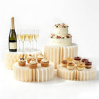 4 Pcs Buffet Risers, Foldable Dessert Table Display Set Cardboard Cake Stands