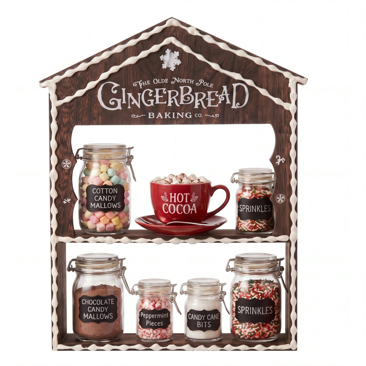 Christmas Gingerbread House Hot Cocoa Bar Wooden Storage Box