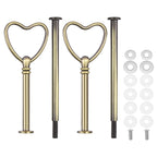 METALLIXITY 2-Tiers Cake Tray Stand Handle Metal Bronze Heart Shape 2 Set