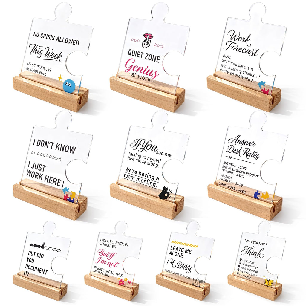 But did you document it 10 Pack different Employee Appreciation Gifts Bulk, Acrylic Puzzle Piece Desk Sign with Wooden Base - Funny Office Desk Decor, Thank You Gifts for Coworkers
