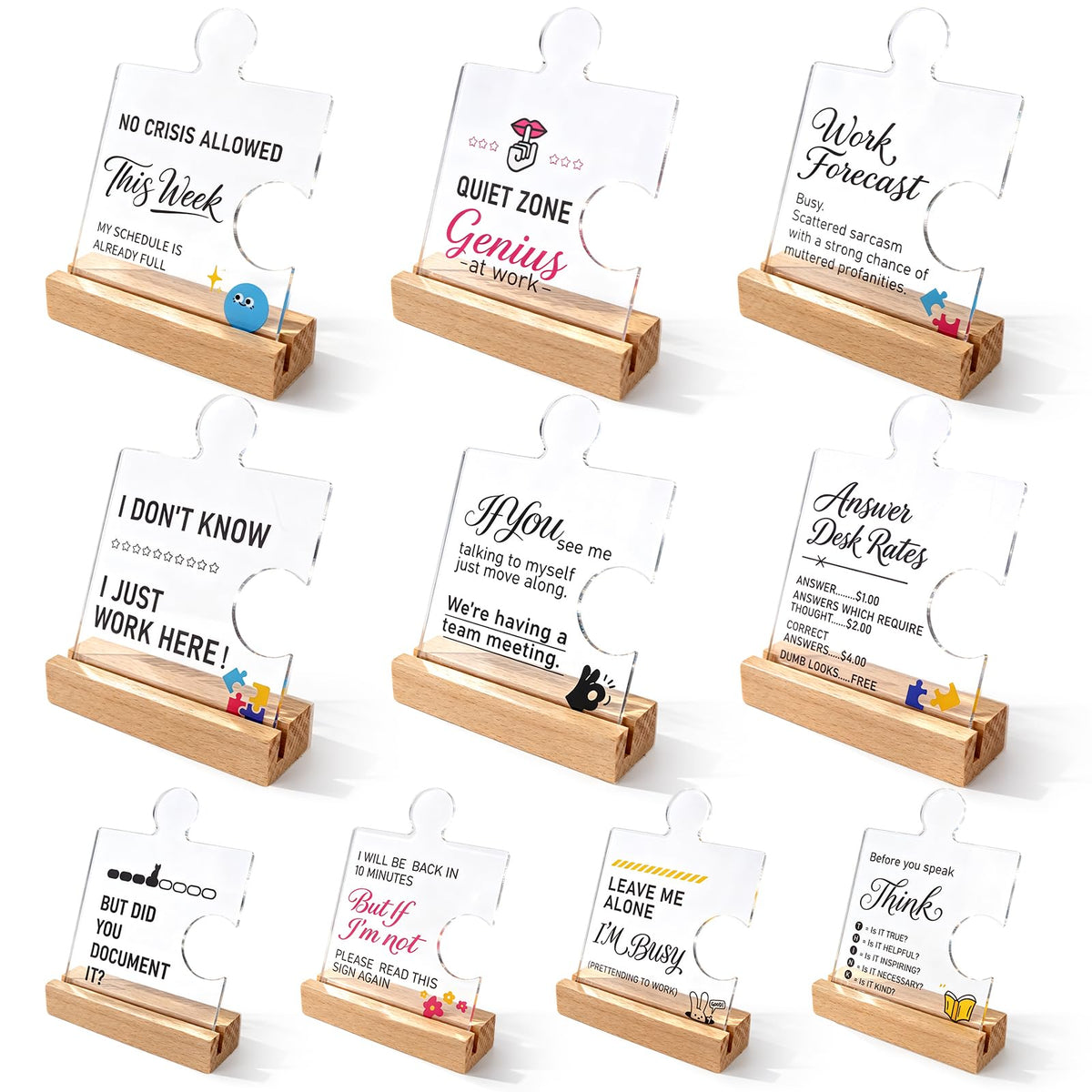 But did you document it 10 Pack different Employee Appreciation Gifts Bulk, Acrylic Puzzle Piece Desk Sign with Wooden Base - Funny Office Desk Decor, Thank You Gifts for Coworkers