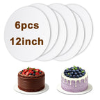Vicsamer 6PCS Cake Rounds-12IN, Sturdy Corrugated Cake Boards for Dessert