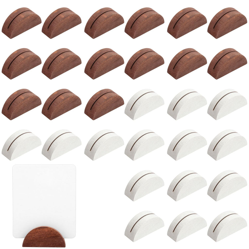 Tinoaly 30pcs Wooden Table Number Stands(Brown, White)