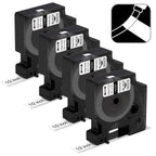 4 Pack Compatible with Dymo 18488 Rhino Industrial Flexible Nylon Labels, A18488 1/2" Black Print on White Tape Work with Rhino Pro 4200 5200 5000 6000 3000 Label Maker, 1/2in x 11.5ft (12mm x 3.5m) Black on White Flexible Nylon Tape 4