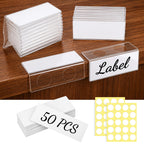 50 PCS 1.25x3.15inch Shelf Labels with Paper Inserts&Double Sticky Dots