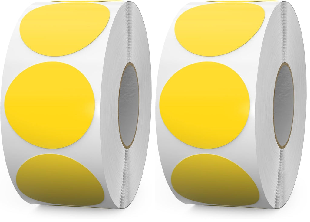 1000 PCS Yellow Dots Stickers 1.5 Inch Vinyl Color Coding Round Sticker Removable Writable Circle Labels Roll for Inventory Office Classroom (Pack of 2) 1.5 inch (Pack of 2)